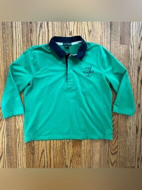 Rare Lauren Jeans Co, Women’s Green Polo Shirt Sz. XL Yacht Club Flag Nautical